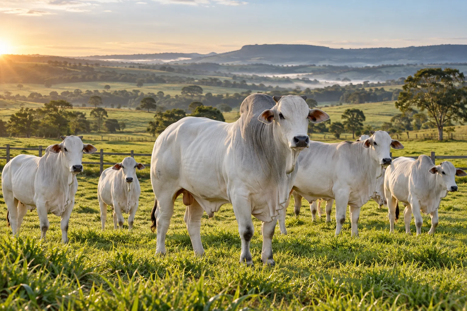 Gado Nelore em uma paisagem rural